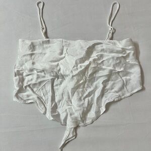 Zara Tie Tank Crop Top Satin White